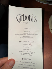 Carboni's à Paris menu