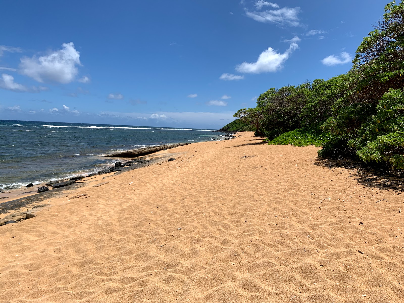 Photo of Larson's Beach with bright sand & rocks surface