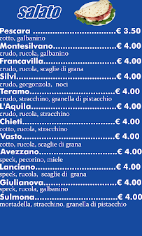 Menu du Auà Le Piadine à Pescara