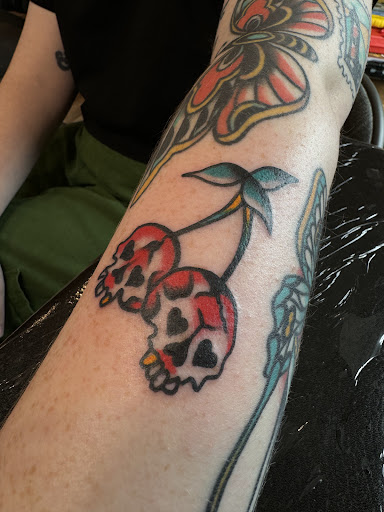 Explore lower arm half sleeve tattoo ideas, creative tattoo ideas in Sykesville, available at Americana Folk Tattoo