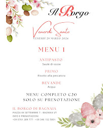 Il Borgo di Bagnaia à Bagnaia menu