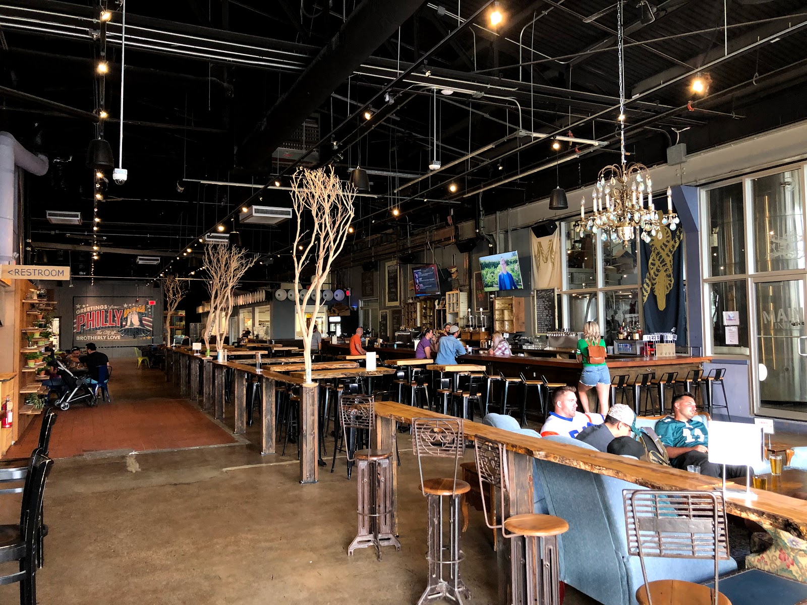 Beer taps lined up on a bar