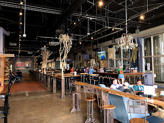 Brewing tanks in a taproom