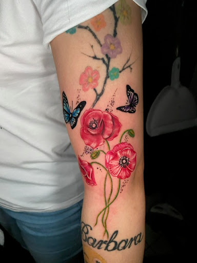 Explore skull sleeve tattoo ideas, creative tattoo ideas in Hialeah, available at Ink Demons