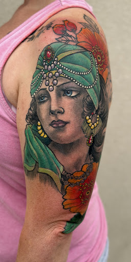 Explore female tattoo cover up ideas, creative tattoo ideas in Albuquerque, available at True Grit Tattoo