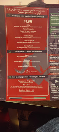 Restaurant afghan Buzkashi à Paris - menu / carte