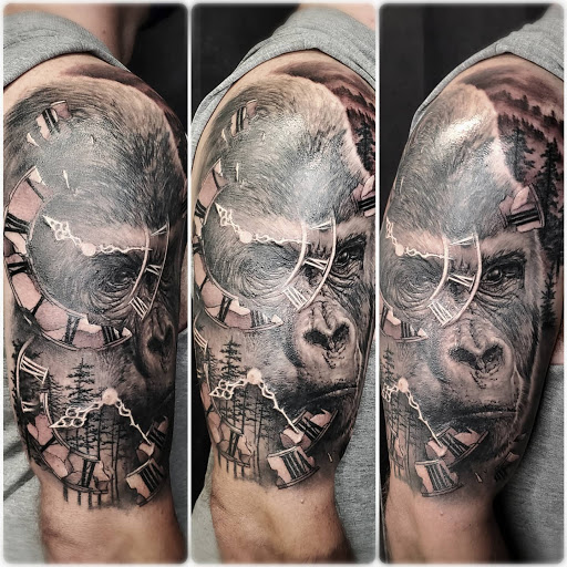 Explore dog grooming tattoo ideas, creative tattoo ideas in Utica, available at Watchtower Tattoo Company