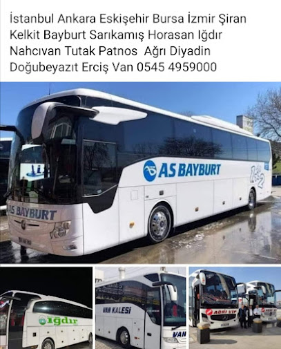 Erbaa Otogar otobüs işletmesi Van Kalesi Iğdırlı Turizm As Bayburt Kars kalesi Ağrı Vip