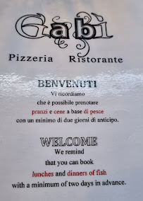 Menu du Gabì Pizzeria Ristorante à Cinto Euganeo