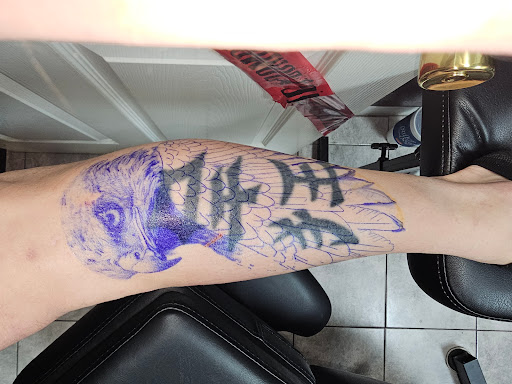 Explore knee ditch tattoo ideas, creative tattoo ideas in Slidell, available at 504 Ink Tattoos