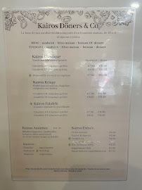 Menu / carte de KAIROS DONERS à Bordeaux