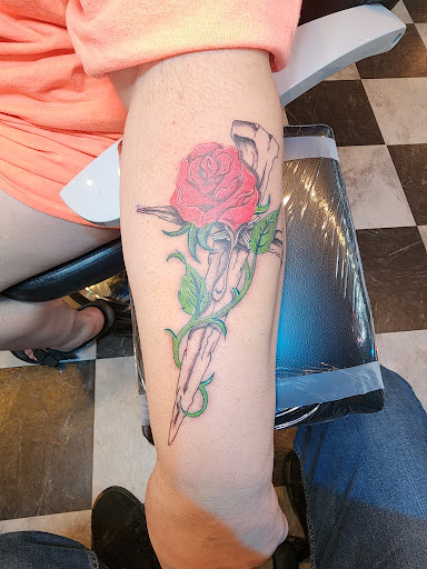 Explore letter tattoo cover up ideas, creative tattoo ideas in Independence, available at Time Machine Tattoo