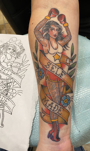 Explore girlfriend name tattoo ideas on chest, creative tattoo ideas in Mckinney, available at Anvil Tattoo