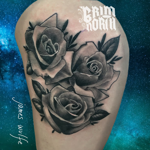 Explore back of the leg tattoo ideas, creative tattoo ideas in Portsmouth, available at Grim North Tattoo and Piercing
