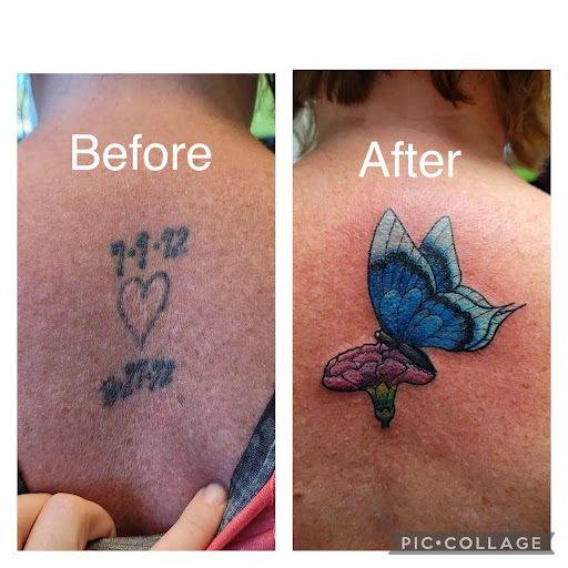 Explore forehead tattoo ideas, creative tattoo ideas in Marietta, available at Monkeys Uncle Tattoo