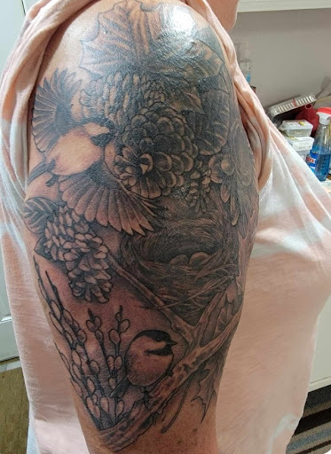 Explore simple owl tattoo ideas, creative tattoo ideas in Intervale, available at Night in the Forest Tattoo