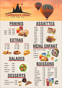 Menu du Cappadoce kebab à Valence