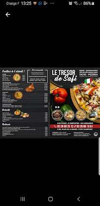 Restauration rapide Le Tresor De Safi Kebab Pizzeria à Champigny (le menu)