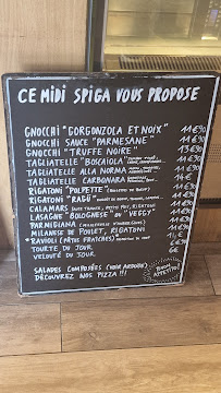 Menu / carte de SPIGA à Paris