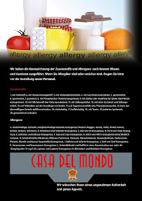 Pizzeria Restaurante Casa Del Mondo à Sankt Aldegund menu