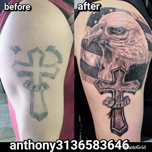 Explore tattoo stencil ideas for men, creative tattoo ideas in Warren, available at Dark Horse Tattoo Co. LLC.