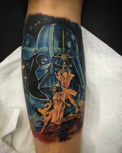 Explore male sleeve tattoo ideas, creative tattoo ideas in Junction City, available at Junction City Tattoo