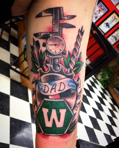 Explore gangster tattoo sleeve ideas, creative tattoo ideas in Black River Falls, available at Black River Tattoo