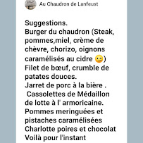 Le Chaudron de Lanfeust à Le Conquet menu