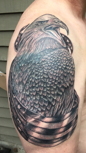 Explore map tattoo ideas, creative tattoo ideas in Alfred, available at Utopian tattoo and body piercing