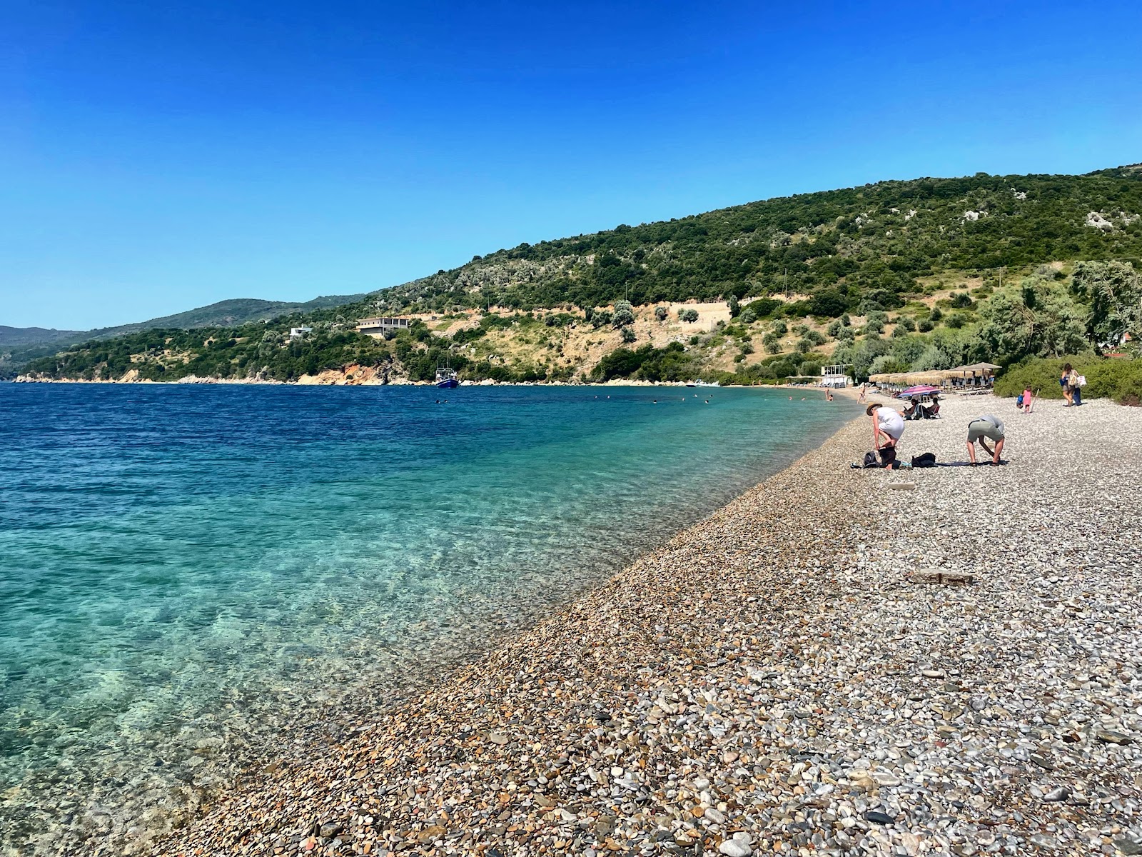 Foto di Ag. Dimitrios beach con una superficie del ciottolo grigio