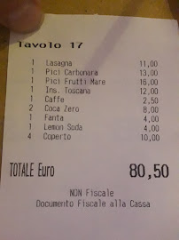 Trattoria dei tre amici à Florence menu