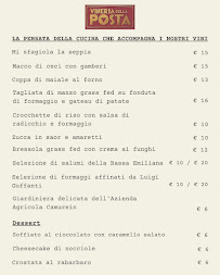 Menu du Vineria della Posta à Sestri Levante