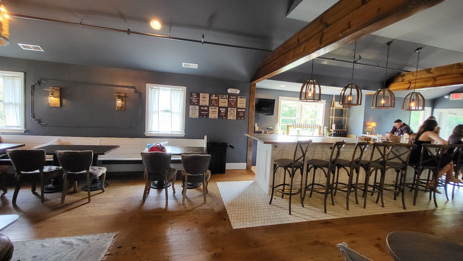 Brewing tanks in a taproom