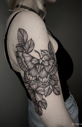 Explore ghost cat tattoo ideas, creative tattoo ideas in Strasburg, available at Black Orchid Tattoo