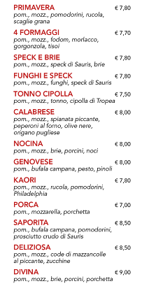 Menu du ARIGH - pizzeria da asporto à Lamon