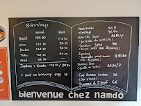 Menu / carte de NAMDO - Cuisine Coréenne à Paris