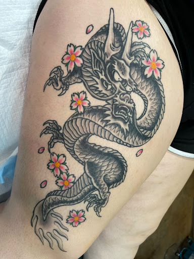 Explore side of head tattoo ideas, creative tattoo ideas in Columbia, available at Sickle and Moon Tattoo