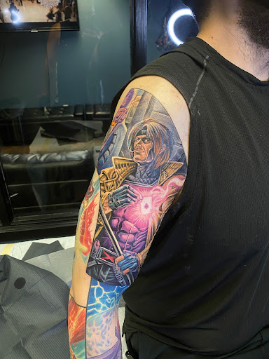 Explore shoulder cover up tattoo ideas, creative tattoo ideas in Seattle, available at Art Never Dies Tattoo and Gallery