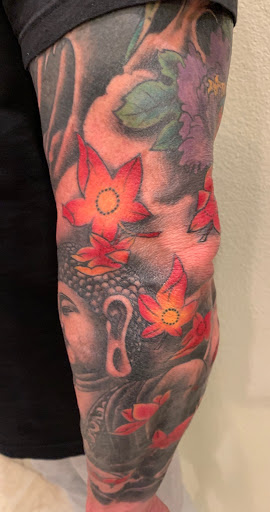 Explore waterfall tattoo ideas, creative tattoo ideas in Addison, available at Cat Tattoo