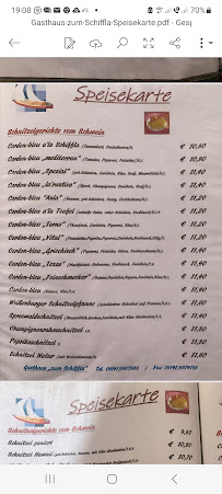 Menu / carte de Zum Schiffla Gasthaus à Weissenburg in Bayern