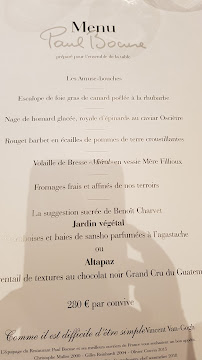 Restaurant Paul Bocuse à Collonges-au-Mont-d'Or menu