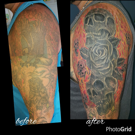 Explore oriental sleeve tattoo ideas, creative tattoo ideas in Oak Forest, available at Peace Of Art Tattoo And Art Studio