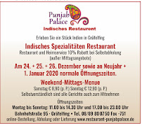 Menu / carte de PUNJAB PALACE Gräfelfing à Gräfelfing