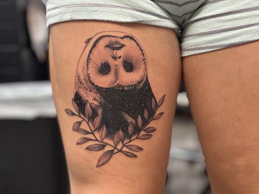 Explore full neck tattoo ideas for men, creative tattoo ideas in Graham, available at Transcendence Art Studio & Tattoo