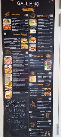 Menu du Galliano à Viareggio
