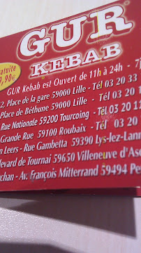 GUR Kebab - Petite-Forêt à Petite-Forêt menu