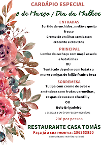 Menu du Casa Tomas à Santa Maria da Feira