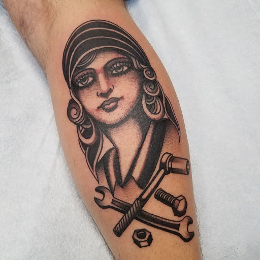 Explore name tattoos ideas, creative tattoo ideas in Dunn, available at Heart and Hammer Tattoo Co.