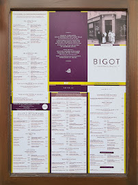 Carte du Pâtisserie Chocolaterie Bigot à Amboise