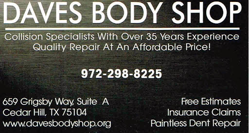 Auto Body Shop «Daves Body Shop», reviews and photos, 659 Grigsby Way # A, Cedar Hill, TX 75104, USA